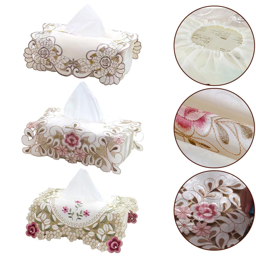 Embroidered Floral Lace Tissue Box Cover Keep Your Tissues Neat and Tidy