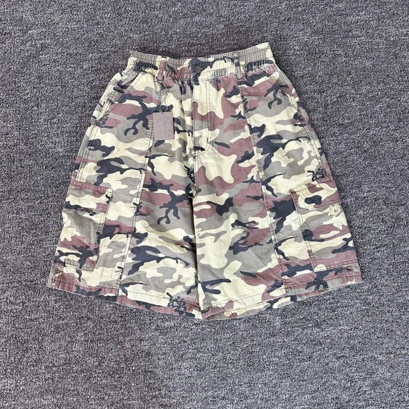 Mens Camo Cargo Shorts Loose Fit Casual Pants With Multiple Pockets Breathable Cotton Blend