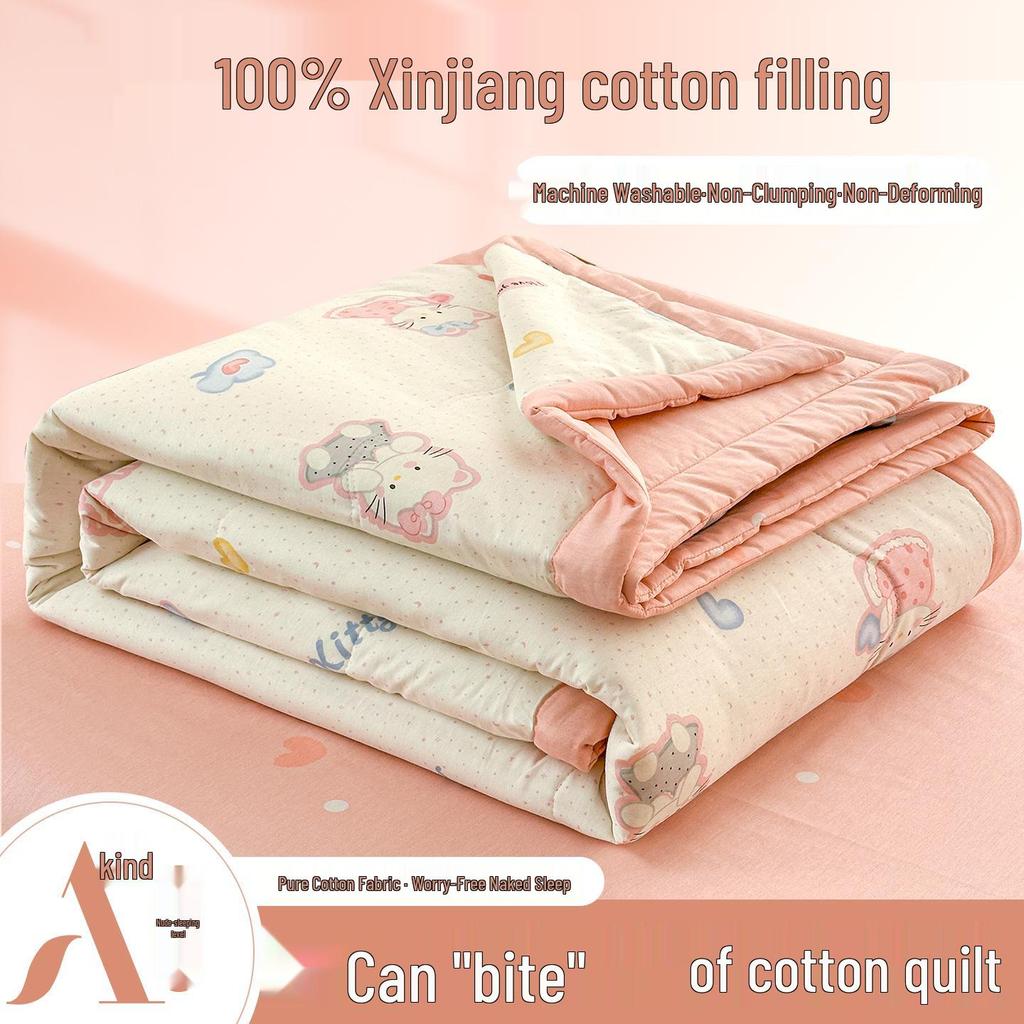 Class A Pure Cotton Summer Air Conditioning Quilt - Thin, Machine Washable
