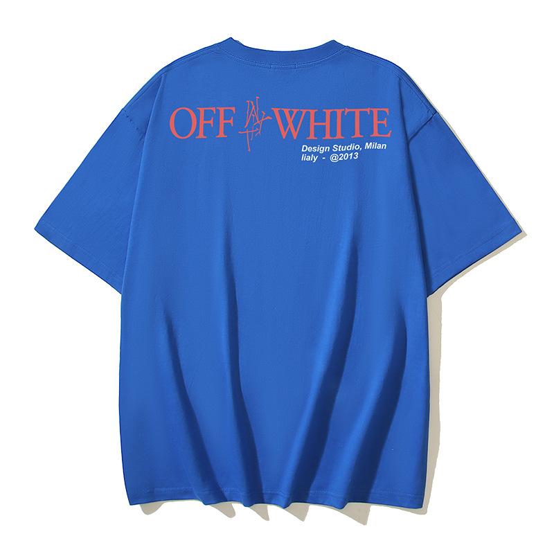 Off-White 2025 Summer New OW Motorcycle Girl Pattern Printed Short Sleeved T-shirt for Men and Women