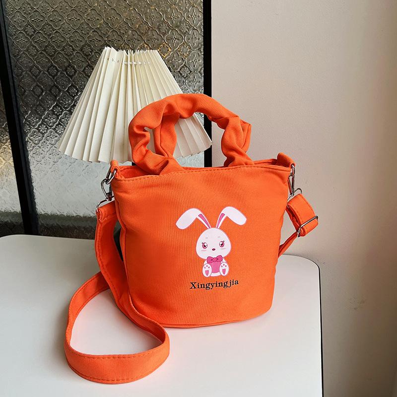 Трендовая простая милая сумка-ведро с принтом кролика, модная плиссированная сумка, сумка для бэнто, повседневная сумка