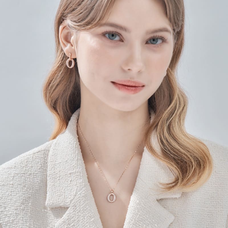 ELLE Jewelry 14K Dress Bling Round Necklace EL14NN022