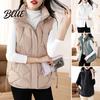 Lightweight Women Vest Cotton Stand Collar Hooded Sleeveless Waistcoat Loose Comfortable Jacket Fit Solid Color Zipper Closure Short Outerwear