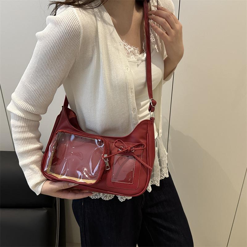 1 Piece Women Korean Transparent Ita Bag Y2K Harajuku Shoulder Bag School Crossbody Bag Female Preppy Handbag Purse