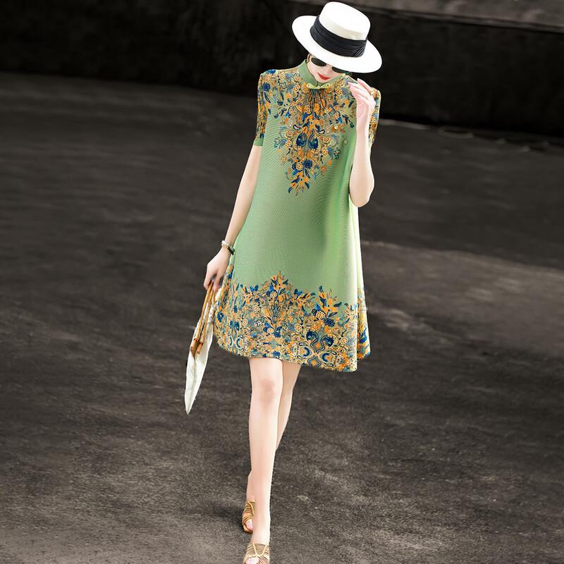 Lansere 2026 Sommer Neues Chinesisches Stil Gedrucktes Cheongsam Midi-Kleid