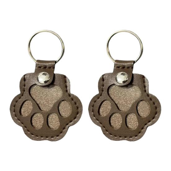 Faux Leather Pet Memorial Keychain Paw Shaped Keepsake Key Chain Easy to Use Pet Hair Storage Bag Key Holder