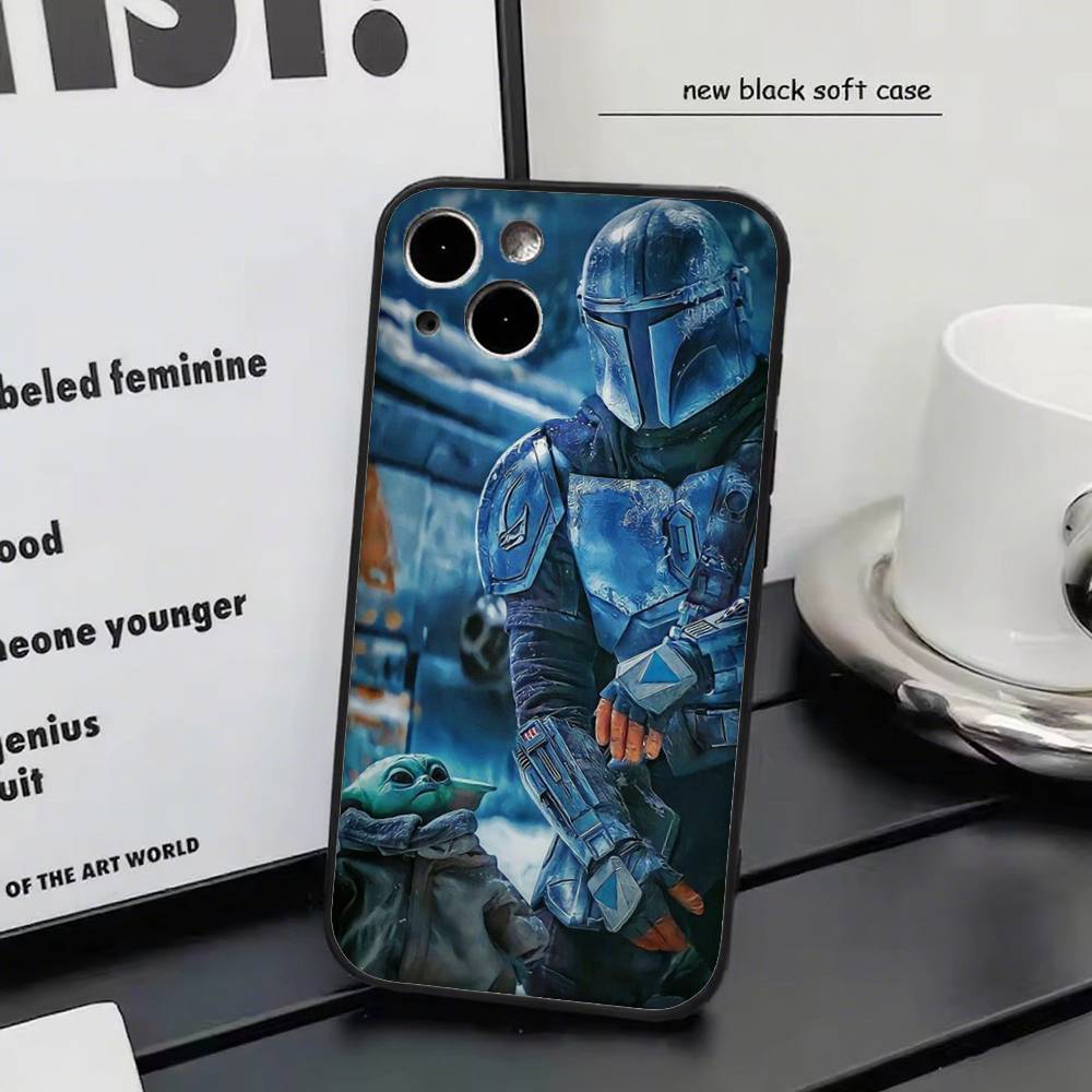 Disney The Mandalorian for iPhone 15 16 14 Plus 13 12 11 17 Pro Max 17 Air Black Soft Phone Cover