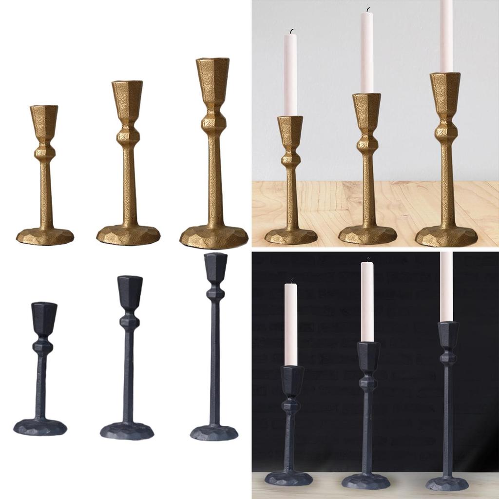 3x Pillar Candle Holders Decorative Candle Stands for Wedding Living Room