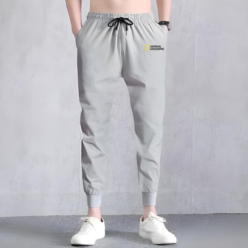 Straight ice silk pants boys nine-point trend drape casual trousers summer thin wide-leg trousers