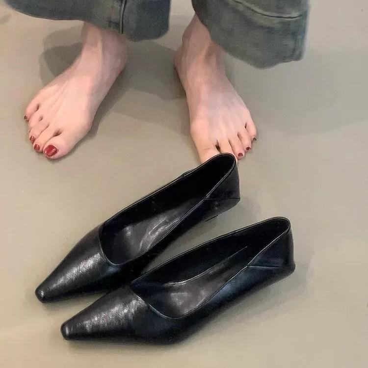 Cowhide Version~ Minimalist Temperament Kitten Heel Pointed Head Shallow Mouth Single Shoes Women's 2025 Autumn Commuting Thin Heel Small Leather Shoe