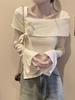 Women's Flare Sleeve One-Shoulder Knit Top with 3D Flower - Slimming & Flattering Autumn/Winter Sweater