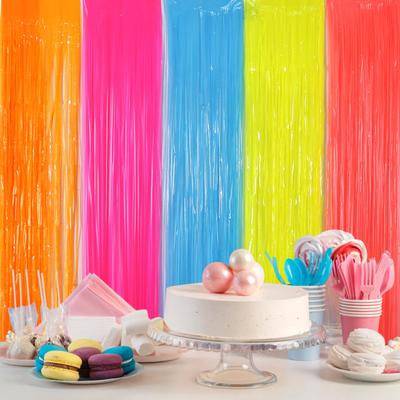 Metalické třásňové závěsy z lamety Barevné duhové lametové streamery Pozadí Dekorace na svatbu Narozeniny Neonovou párty
