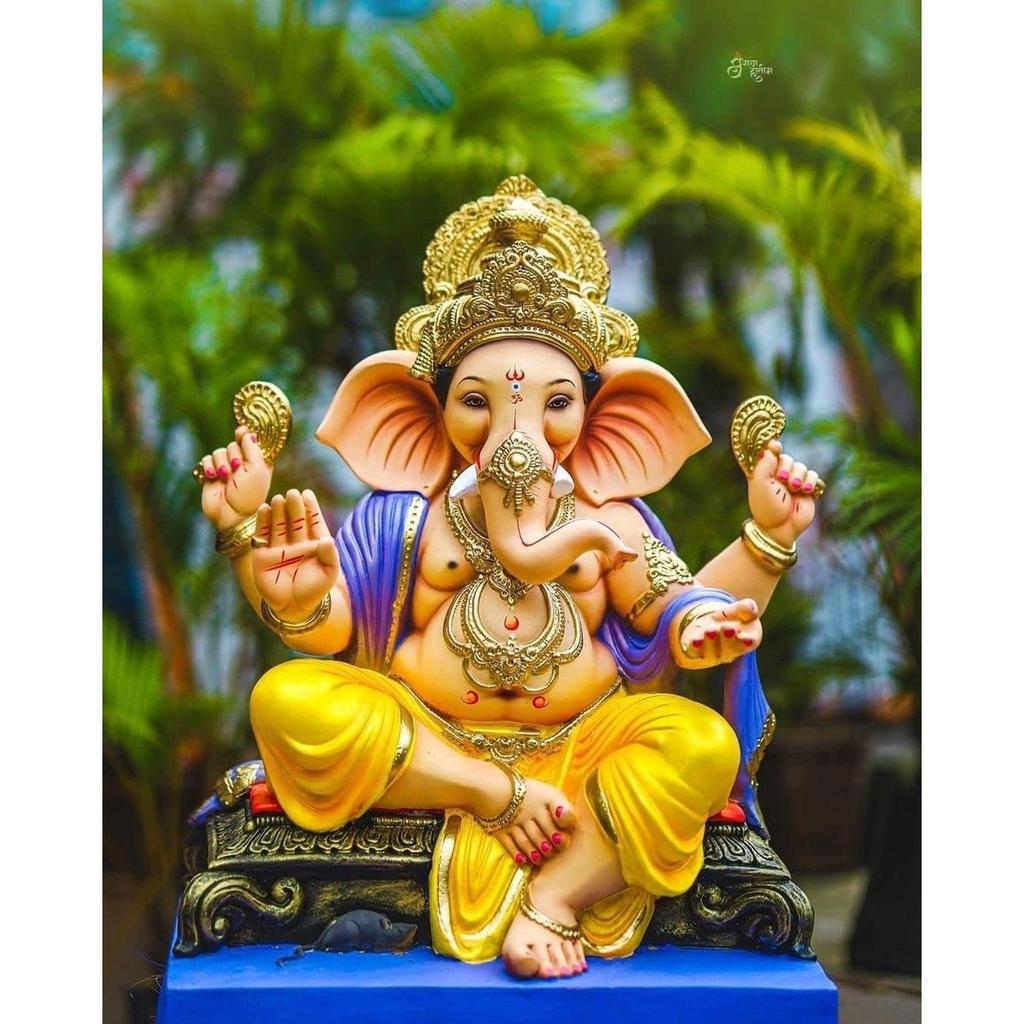 Eva Gourmet Vanilla Ganpati Idol for Ganesh Chaturthi and Visarjan Clay Idol Vinayaka Chaturthi Utsav Eco Friendly Ganesh Festival- 3 Sizes