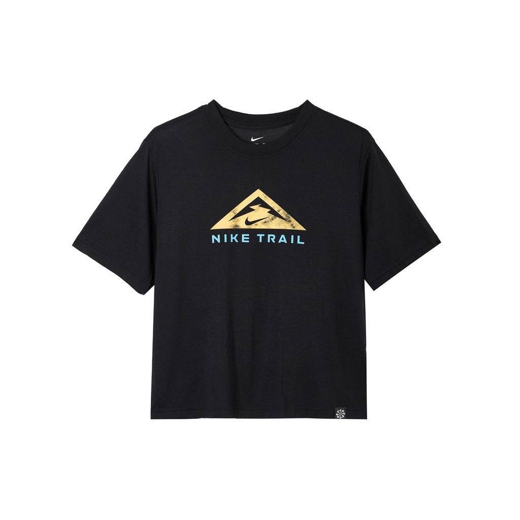 Nike Dri-FIT Trail Letter Print Crew Neck Short Sleeve T-Shirt Women Tops Black DX7897-010