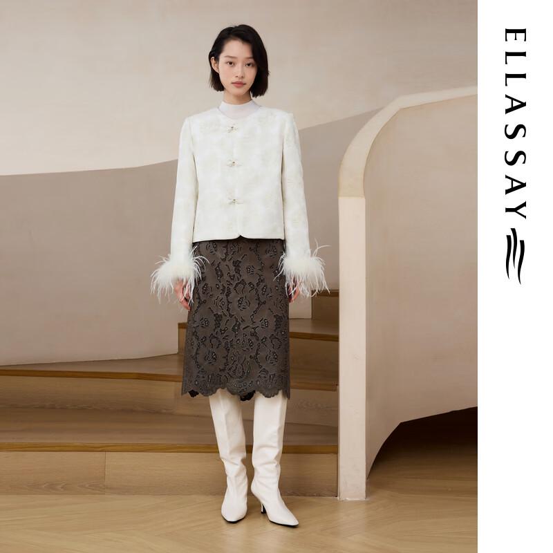 ELLASSAY Early Spring Jacquard Cloud Pattern Short Jacket