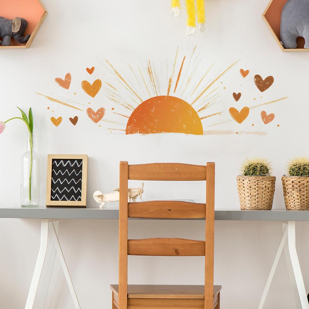 Sun Heart Pattern Wall Stickers for Bedroom Living Room Home Wall Background Decoration