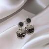 Elegant Gold-Plated Black Zircon Stud Earrings - Niche Design for a Luxurious Fashion Statement