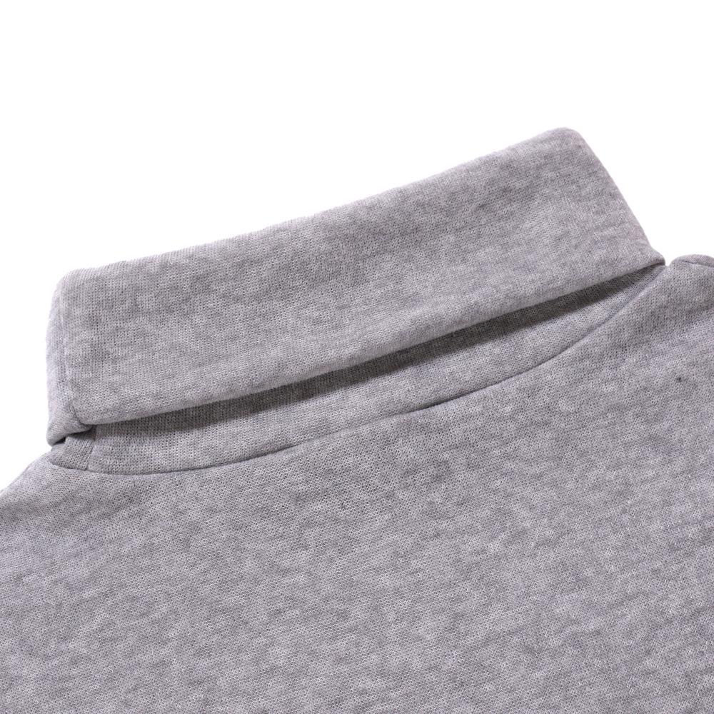 Men's High Neck Fleece Sweatshirt - Solid Color Autumn/Winter Pullover Base Layer T-shirt
