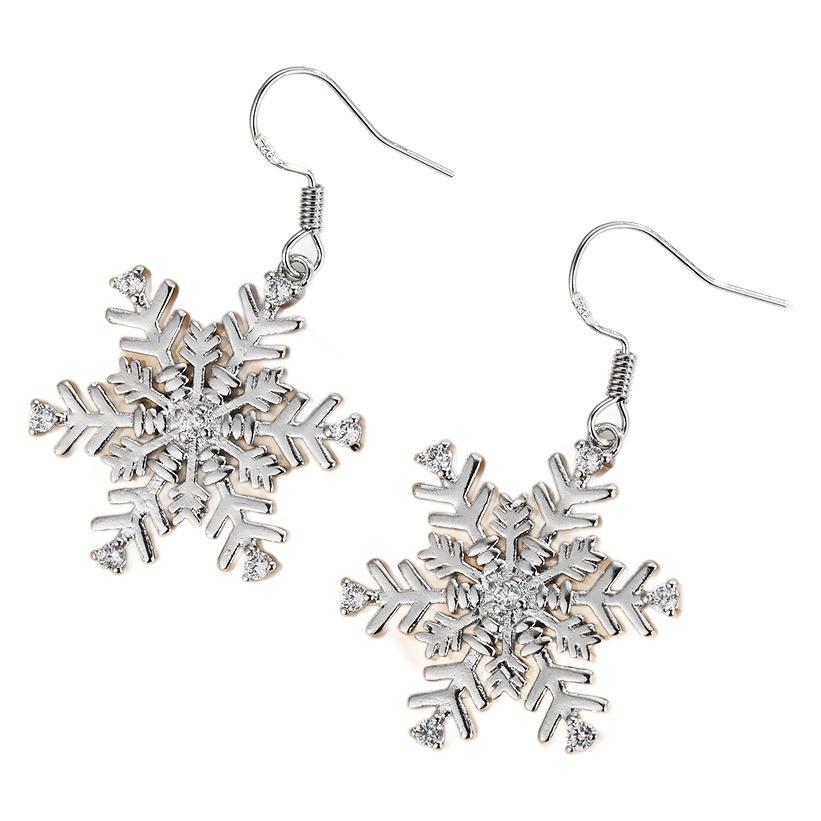 Gold and Silver Snowflake Earrings - Elegant Christmas Ear Hooks or Clips for Women