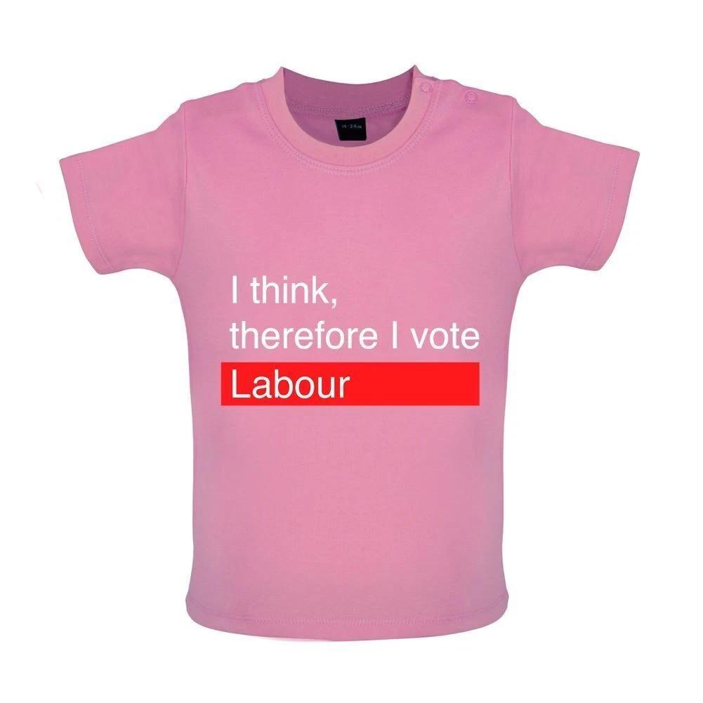 

I Think, Therefore I Vote Labour - Baby Kids Boys Girls Unisex T-Shirt / Babygrow - Starmer Election 150