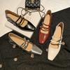 2025 low-heeled single shoes high heels full leather inside and out with retro light-mouth patent leather Mary Jane shoes French style