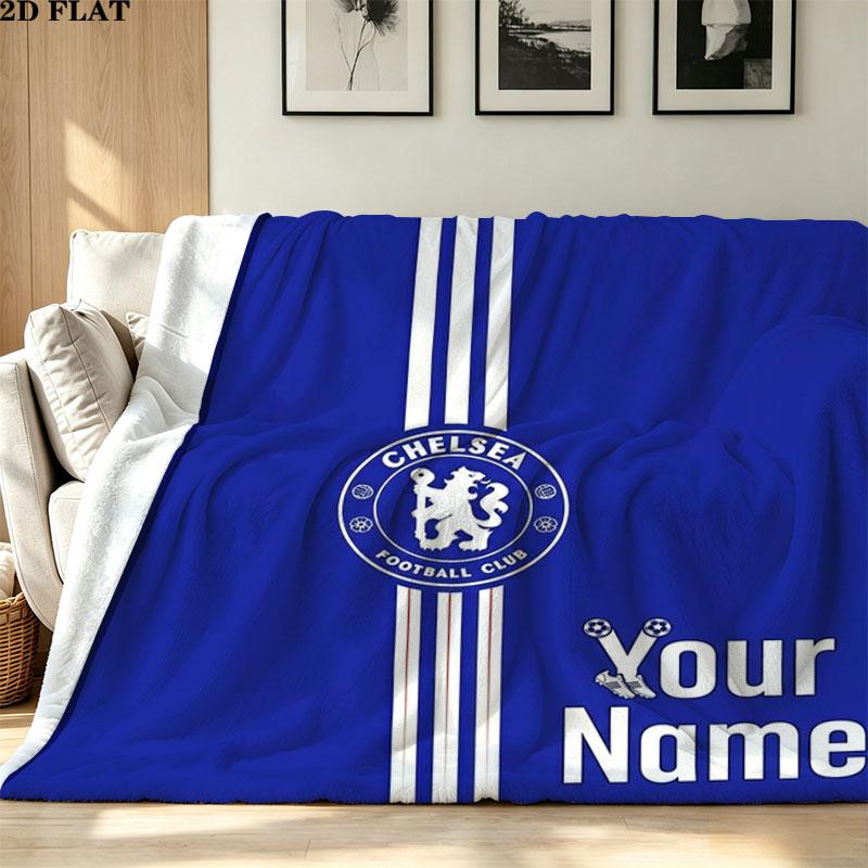 1PC Chelsea F Custom Name Patterned Flannel Blanket Suitable For All Seasons for Home Decor Warmth and Comfort Gifts Holiday Present