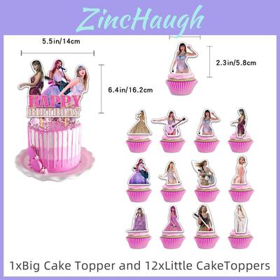 Taylor Swift Themed Pink Birthday Party Banner Balloon Set With Cake Toppers For Celebration Decor