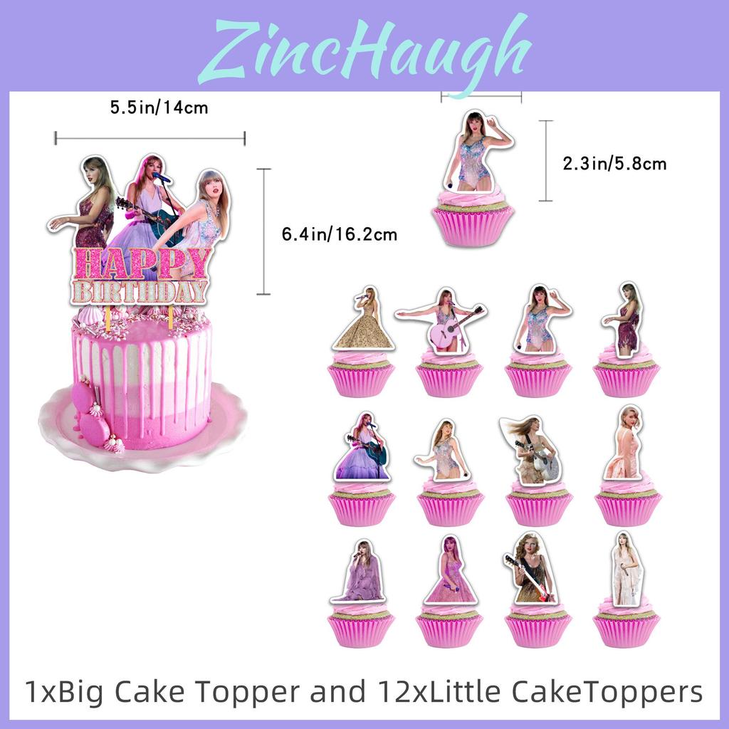 Taylor Swift Themed Pink Birthday Party Banner Balloon Set With Cake Toppers For Celebration Decor