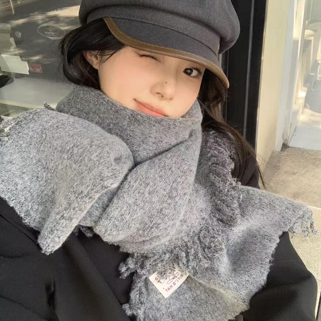 Korean Atmosphere Baby Blue Knitted Scarf Women's New Autumn and Winter Student Versatile Neck Protector Warm Scarf