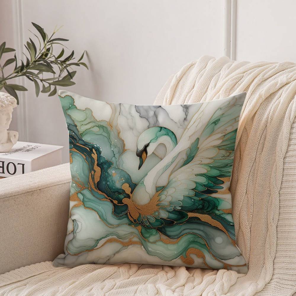 Elegant Swan Floral Pillow Case Home Decor Throw For Sofa Bed Car Room Decor Gift Idea