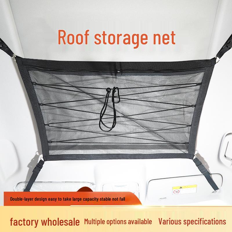 Car Roof Storage Mesh Pocket: Hanging Net for Luggage and Supplies
