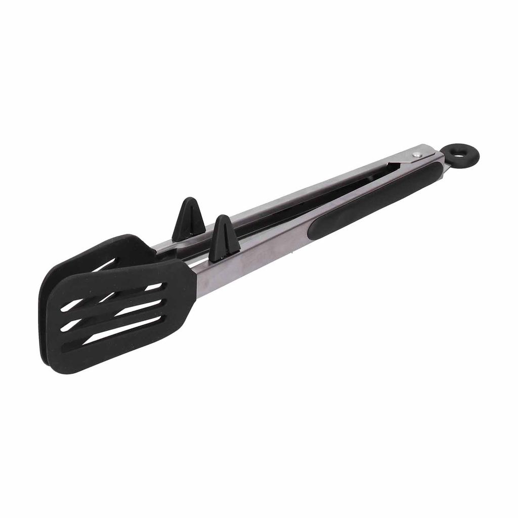 Stainless Steel Silicone Food Spatula Clamp Food Barbecue Steak Tongs Baking Tool for Home BBQ12in Black Bracket