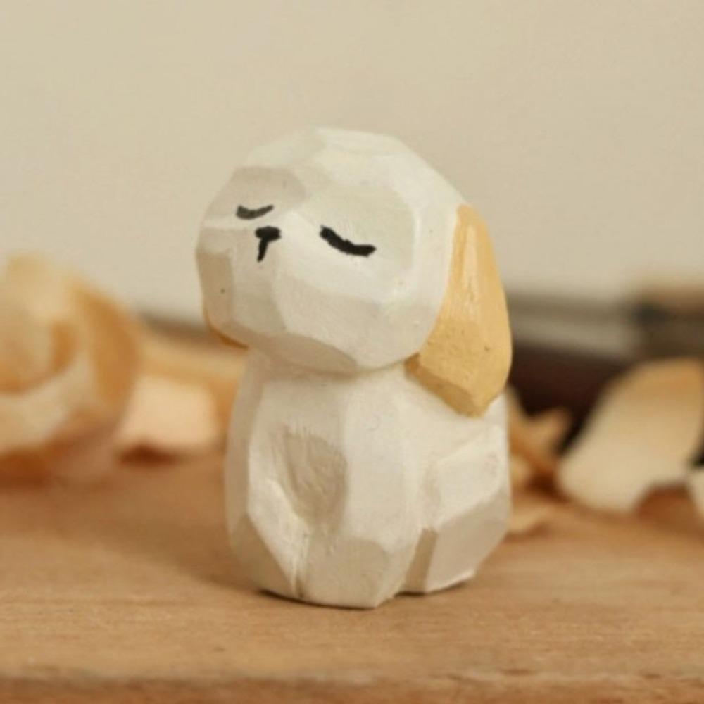 Wooden Animals Ornament Sheep Small Rabbit Model Small Gifts Carving Cat Ornament Children Toys