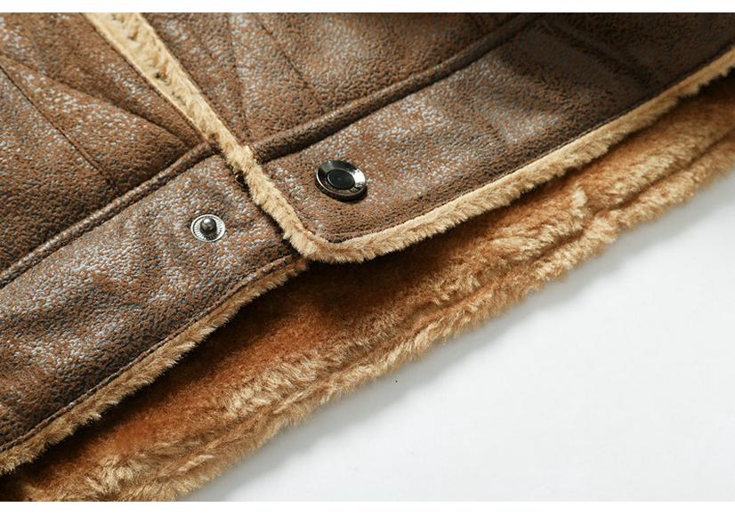 Spring Casual Black Single-Breasted Fleece Jacket with Lapel Fur and Side Seam Pockets