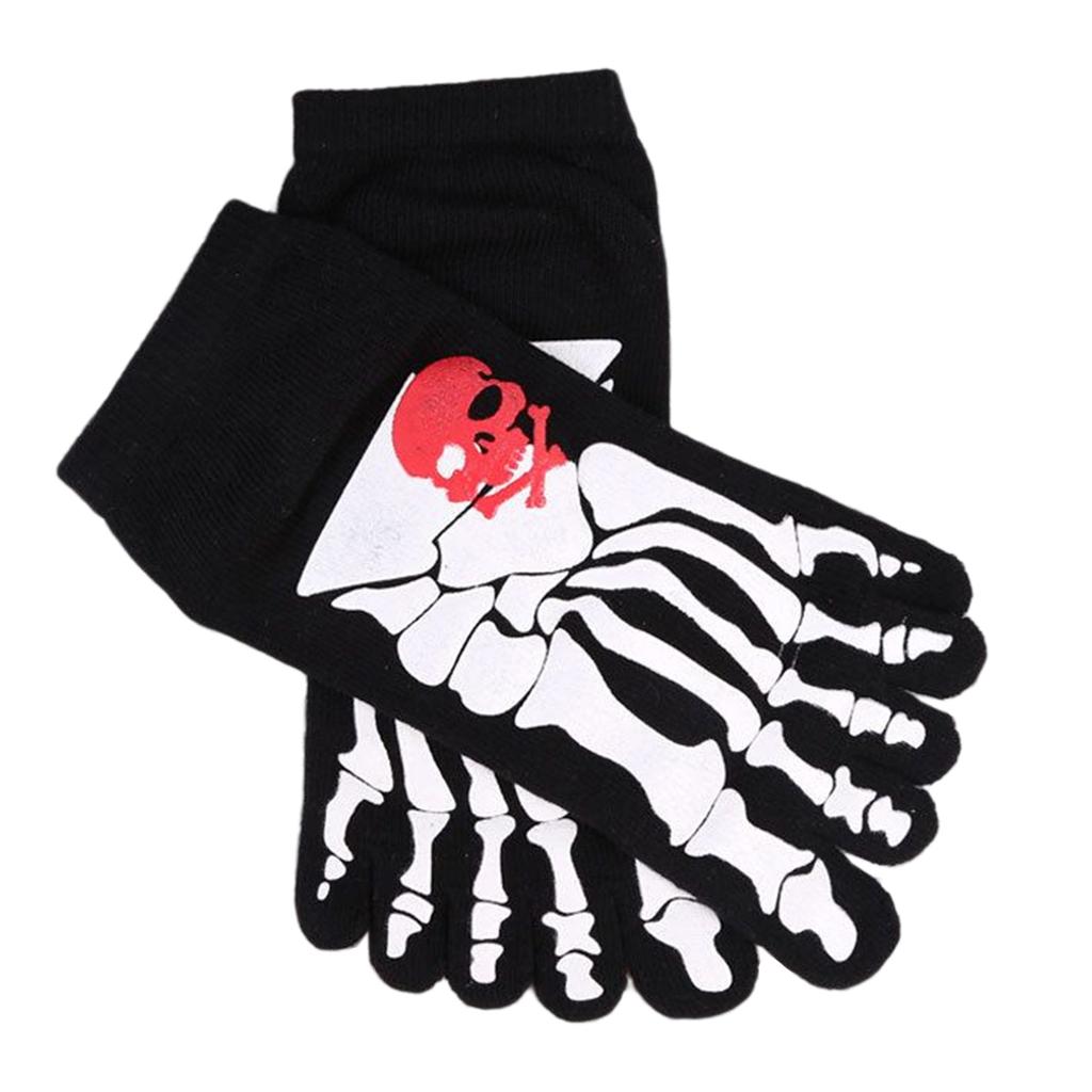 Halloween Scary Skull Skeleton Toe Bone Printed Socks Funny Novelty Socks for Mens