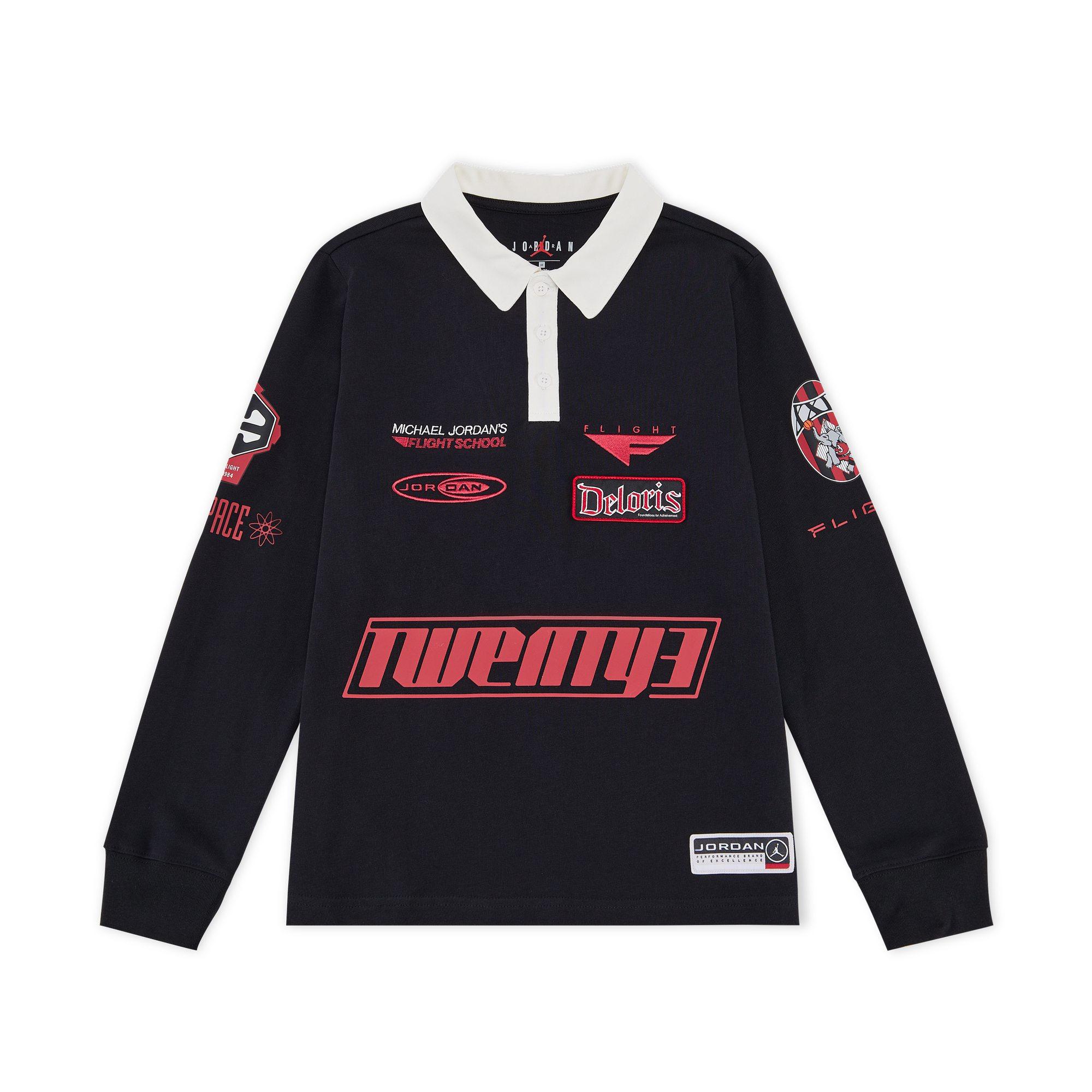 

Jordan Flight Deloris T-Shirt Air Series 23 Essential Series Fashion Simple Pullover Long Sleeve Kids Tops Black IB8350-010 XL