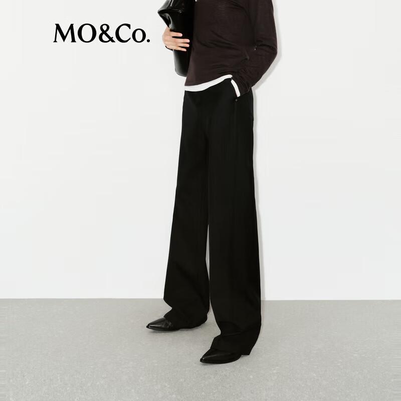 MO&Co. Women's Wool Blend Wide-Leg Trousers
