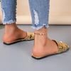 Goldene flache Damen-Sandalen mit offenem Absatz Ledersandalen Badeschuhe Strandschuhe Bequeme Slip-On-Sandalen für Damen
