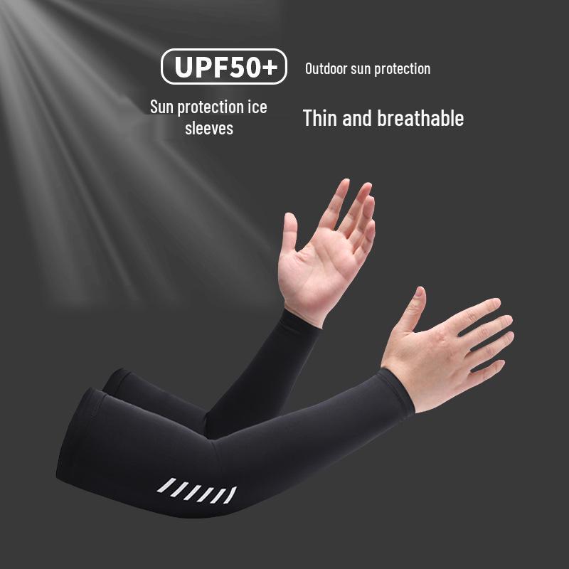 Men's Silky Ice UV Protection Sleeves, Summer Arm Shields for Cycling & Driving