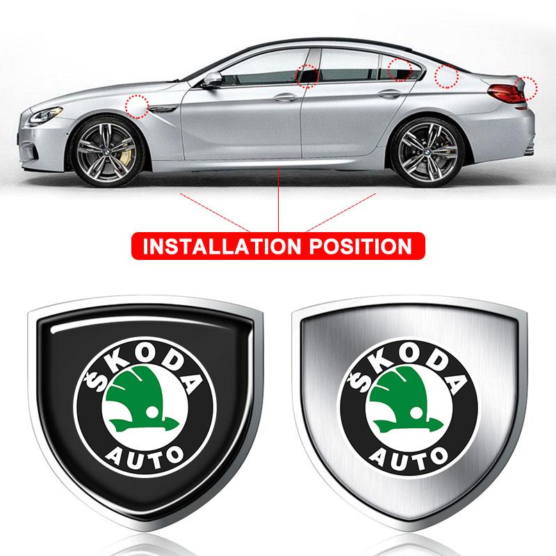 1Pcs 3D Metal Auto Door Shield Emblem Car Body Badge Sticker Styling For Skoda Octavia MK2 MK3 2 3 A7 Fabia Karoq Kodiaq Superb Rapid Kamiq