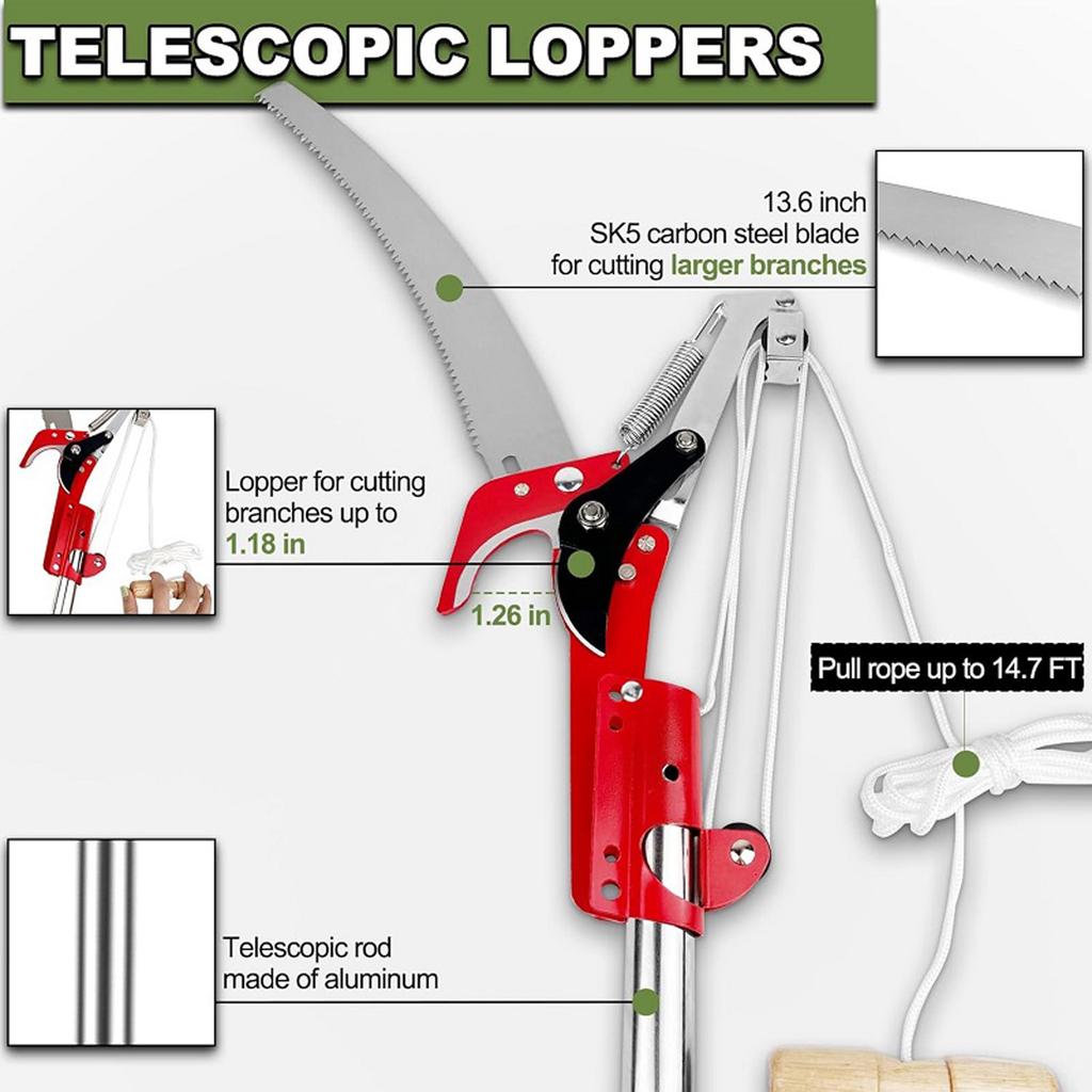 13ft Extendable Splicing Rod Trimming Tool with Handle Fruit Tree Plant Scissors for Fresh Branch Plant Flower