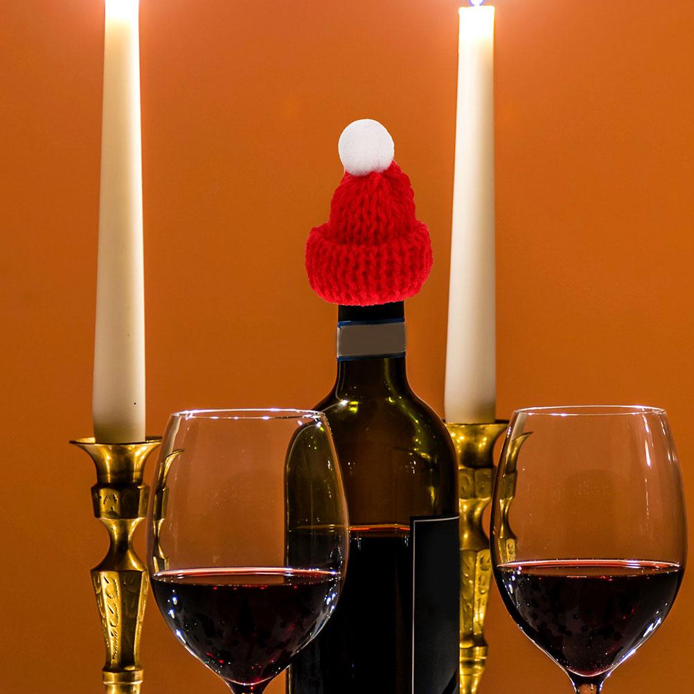 24Pcs Mini Christmas Knit Hat Scarf Set Compact Wine Bottle Covers Xmas Party Supplies Holiday Decorations Mini Knit Hat