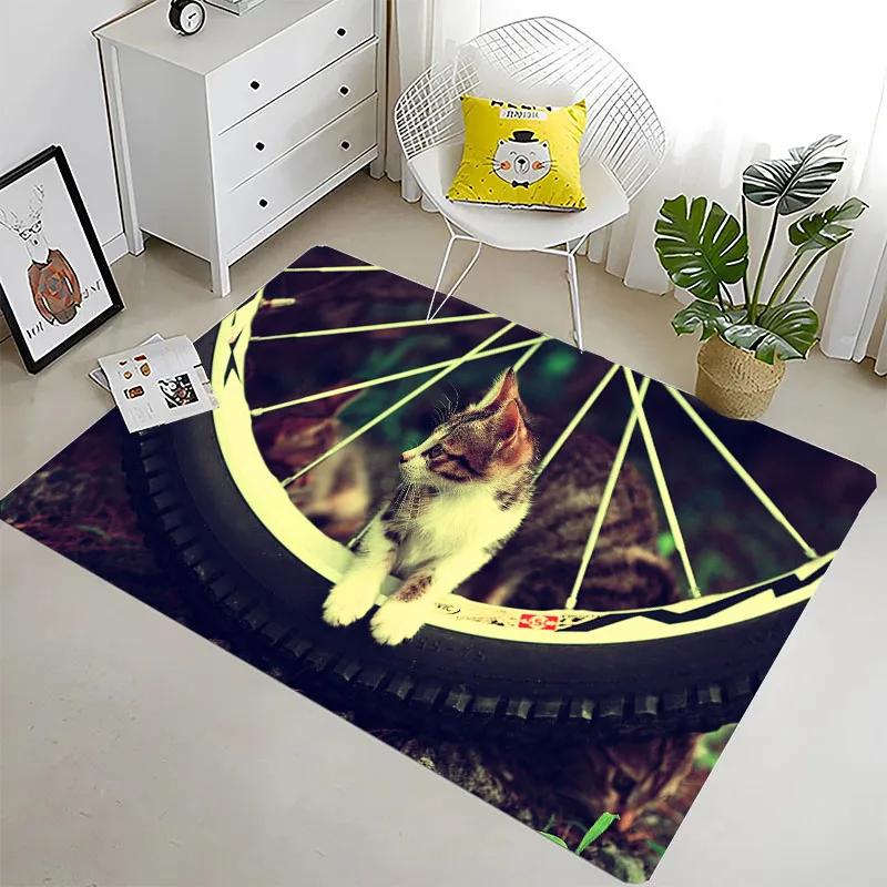Funny Cat 3D Printing Large Area Carpets for Home Living Room Children's Bedroom Sofa Doormat Kitchen Floor Rugs Anti-slipDecor