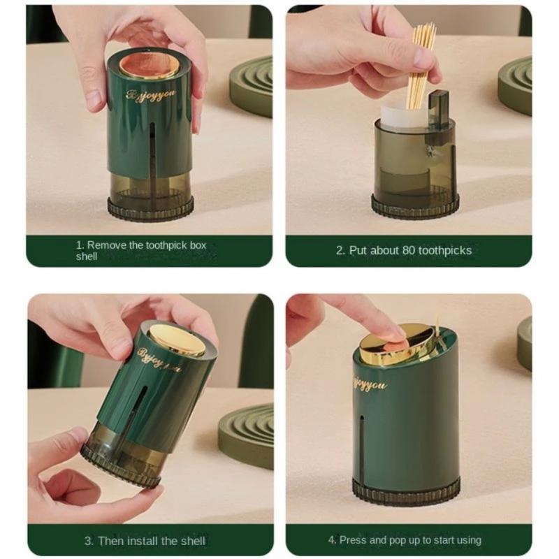 Simple Toothpick Box Toothpick Dispenser Ceative Push Automatic Eject Toothpick Jar Holder Household Convenient Gift Home Gadget