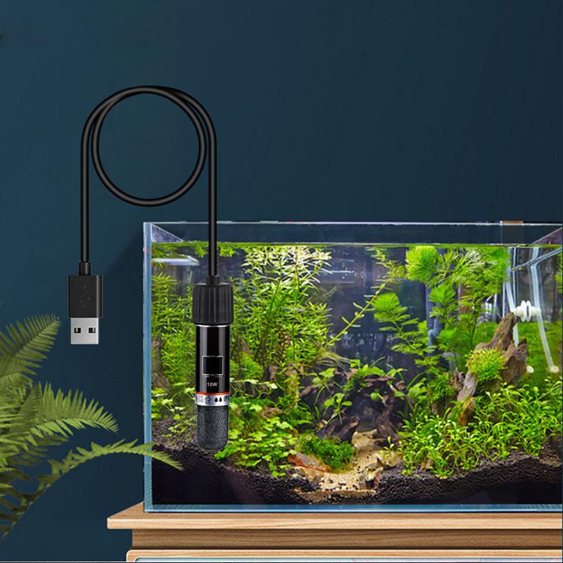 USB Mini Aquarium Heating Rod 5V 10W for Small Fish Tank 26°C Constant Temperature Aquarium Heater Submersible Thermostat Heater