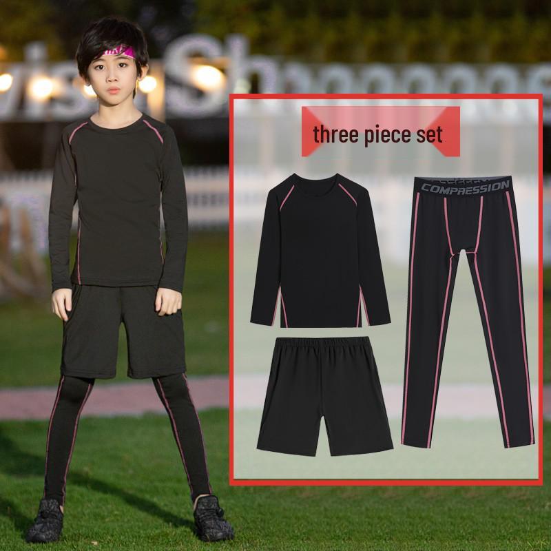Boys' Fleece-Lined Quick-Dry Compression Suit for Autumn/Winter - High-Elastic Long-Sleeve for Sports & Fitness