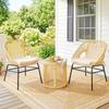 Bistro Balcony Lounge Set, 3-Piece, 2 Armchairs, Tempered Glass Table, Removable Cushions, Beige