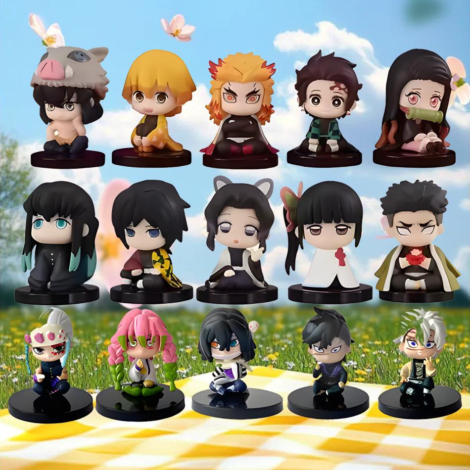 Cute Sitting Pose Gashapon Figures Kamado Anjirou Agatsuma Tomioka Giyuu Shinobu Kocho Uzui Tengen Collectible Toy