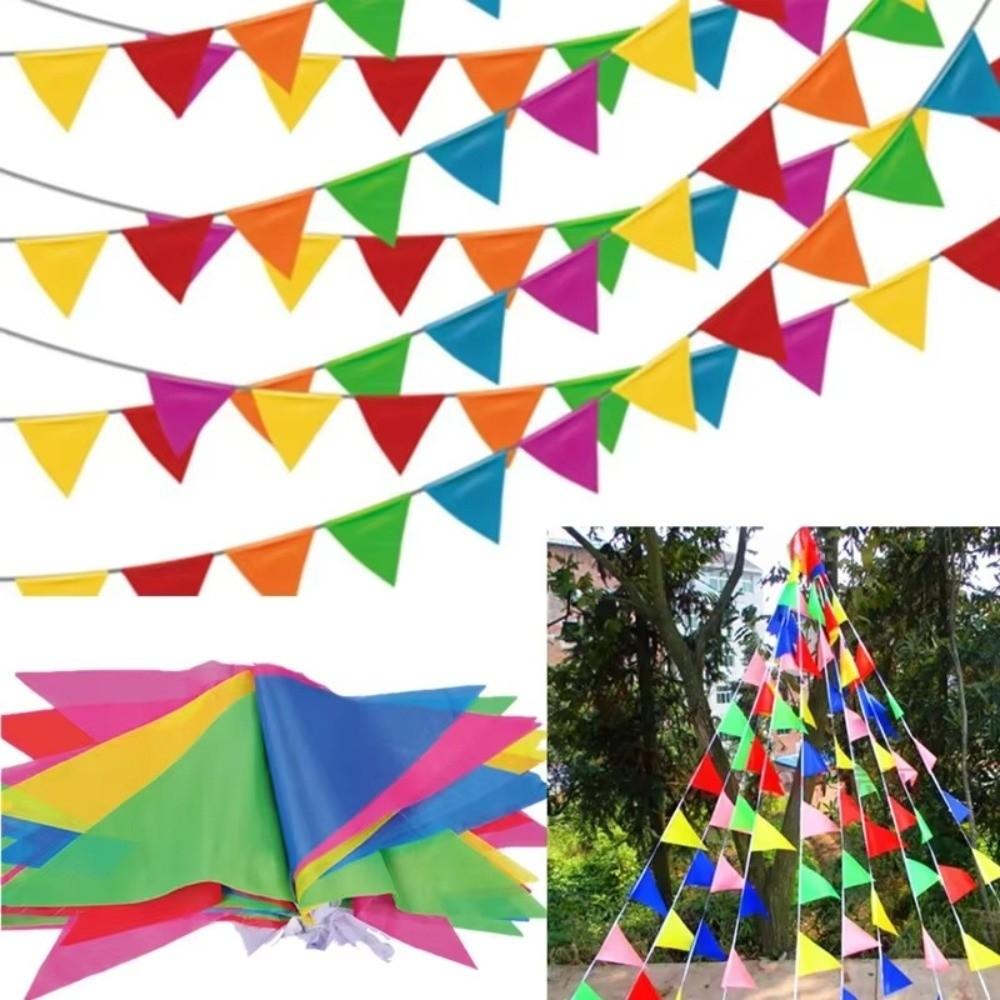 100Pcs Colorful Pennant Banner Triangle Shape Triangle Flags New Flag Garland Hanging Decor