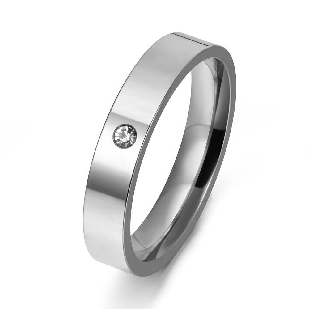 Luxury CZ Crystal Rhinestone Finger Ring 316L Stainless Steel Wedding Rings For Women Female Engagement Jewelry R17153